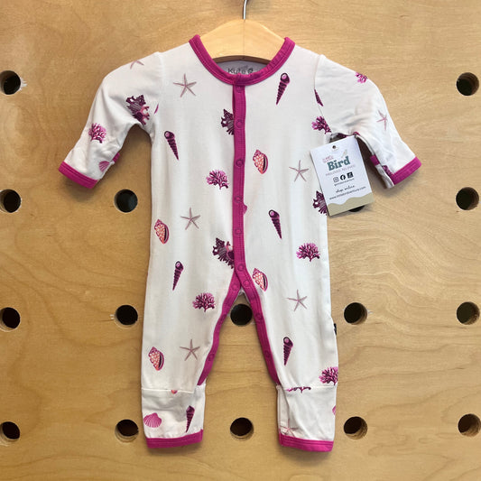 White/Pink Bamboo Seashell Romper