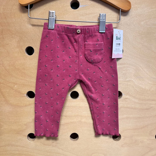 Pink Floral Ribbed Leggings