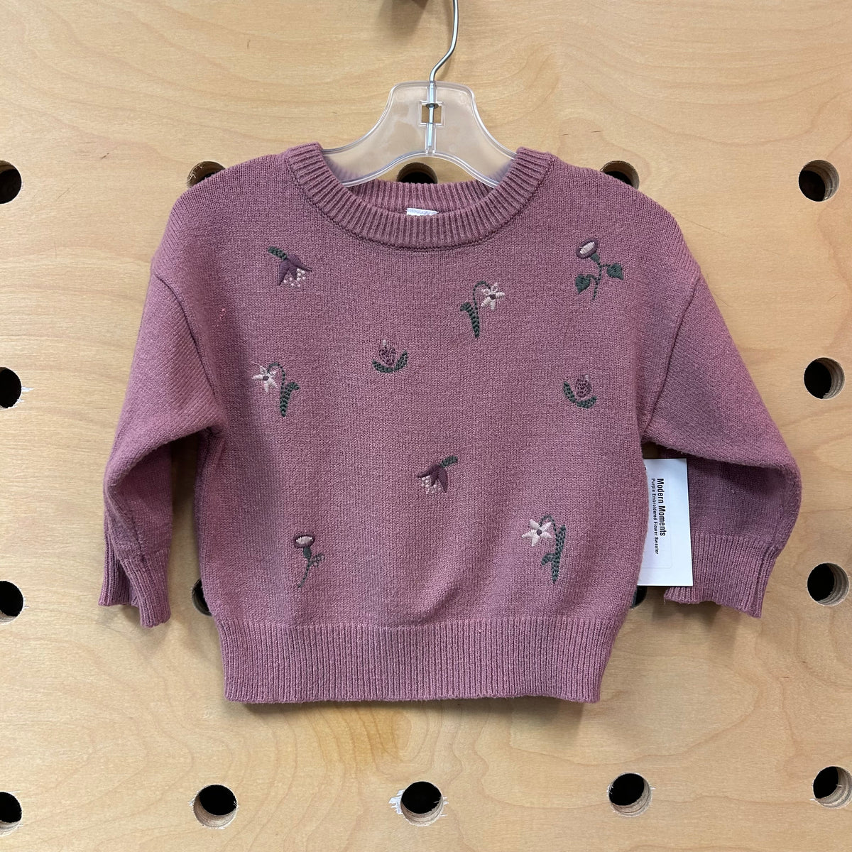 Purple Embroidered Flower Sweater