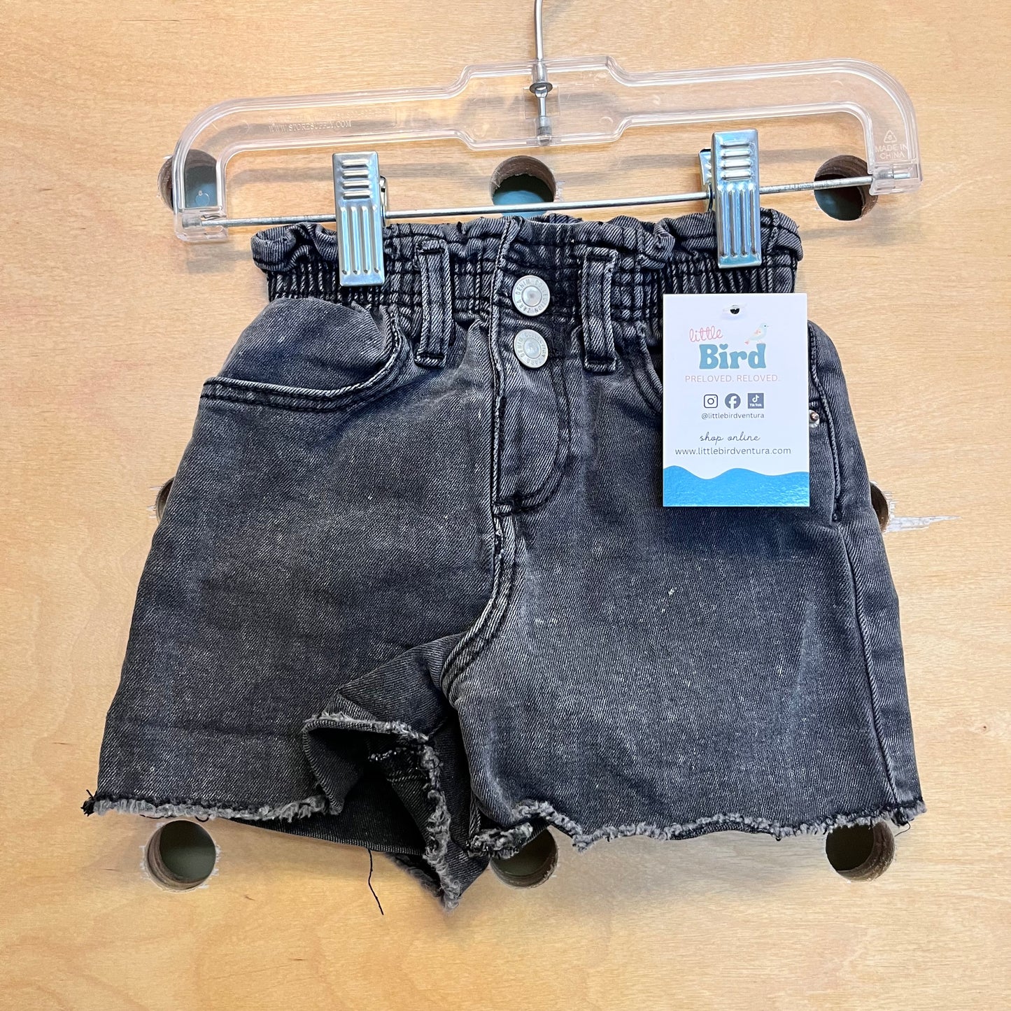 Black Paper Bag Denim Shorts