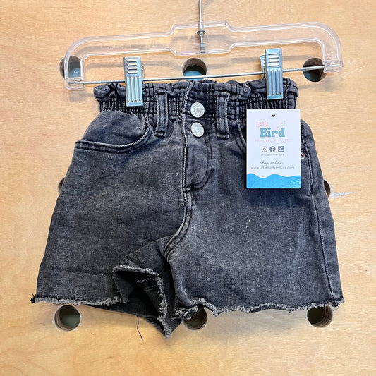 Black Paper Bag Denim Shorts