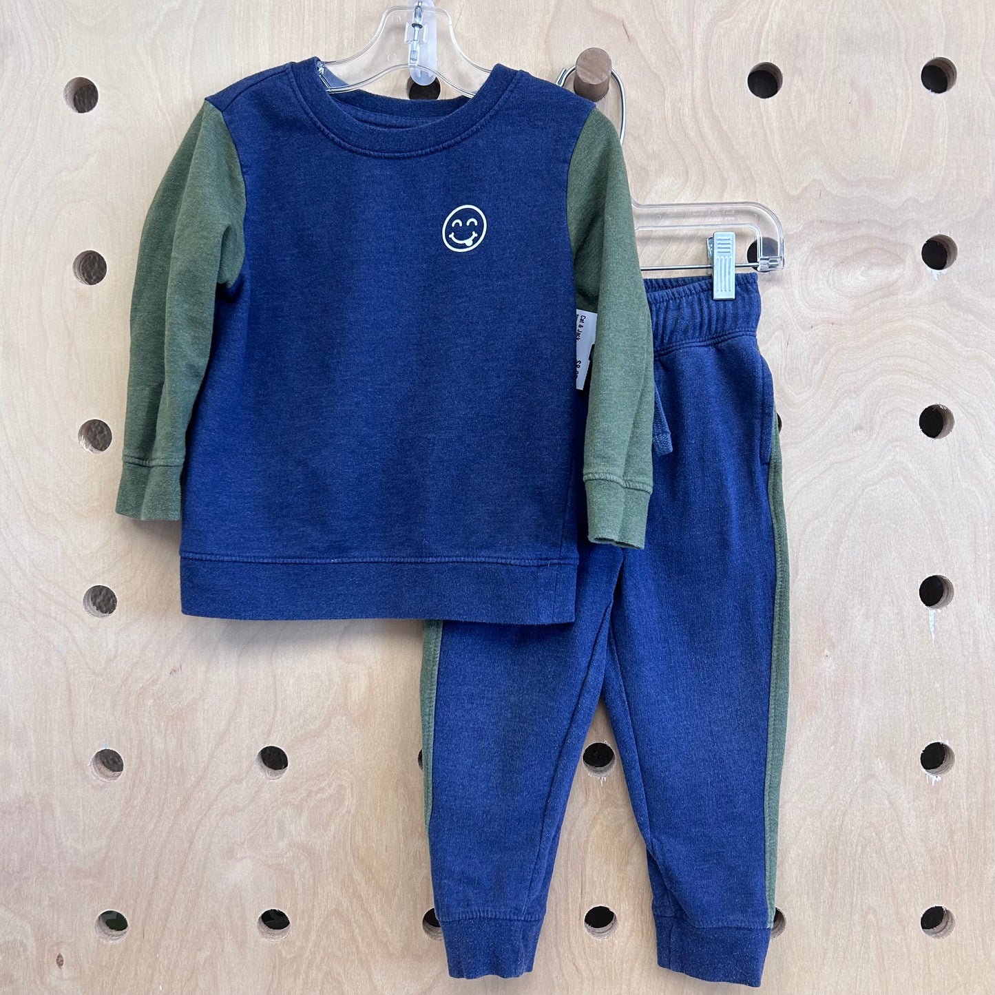 Navy + Green Happy Face Outfit