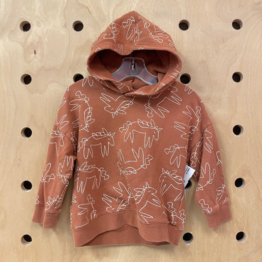 Terracotta Doodle Unicorns Hoodie
