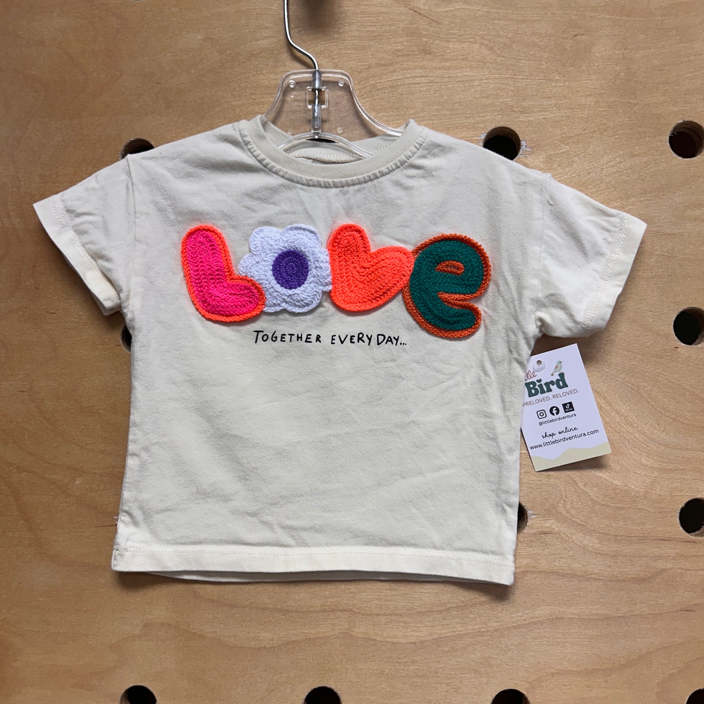 Cream Crochet 'Love' Tee