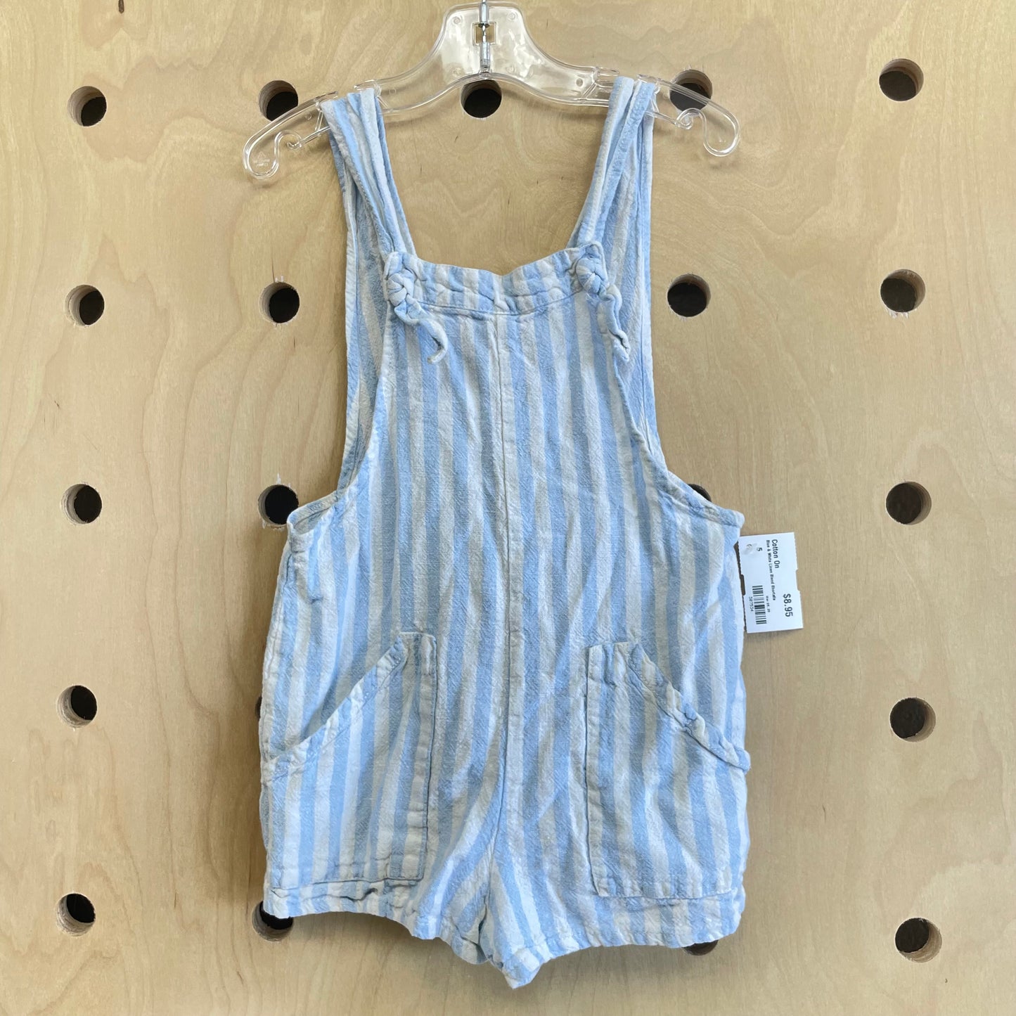 Blue & White Linen Blend Shortalls