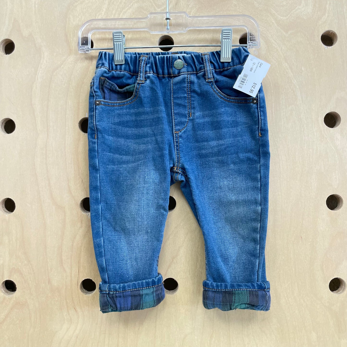 Plaid Cuffed Denim