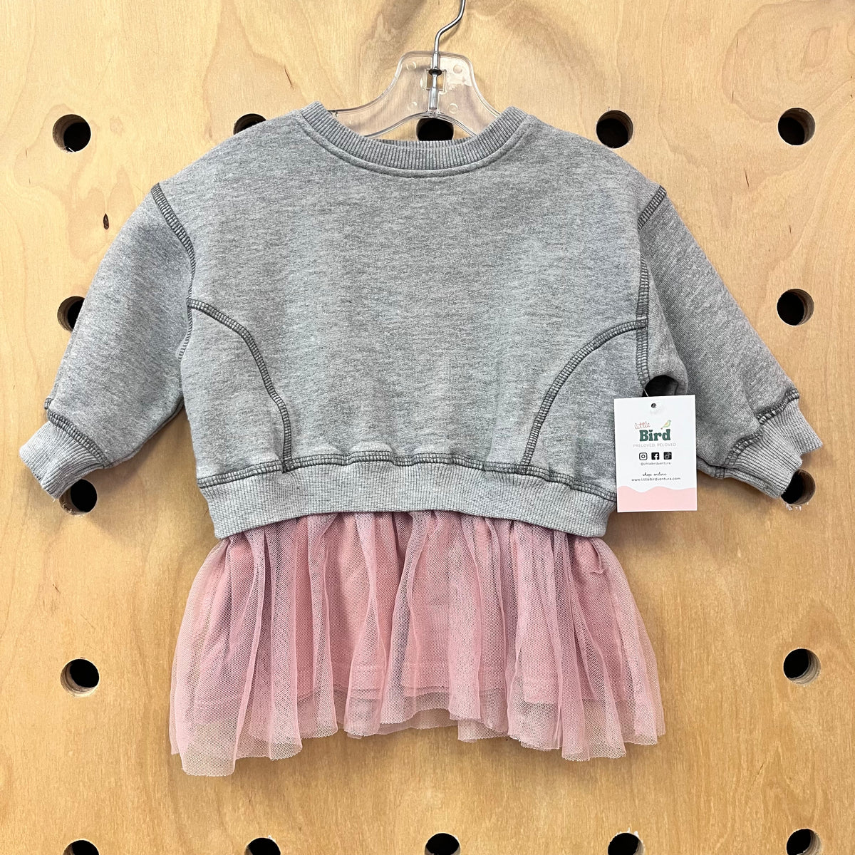 Grey Fleece/Pink Tulle Dress