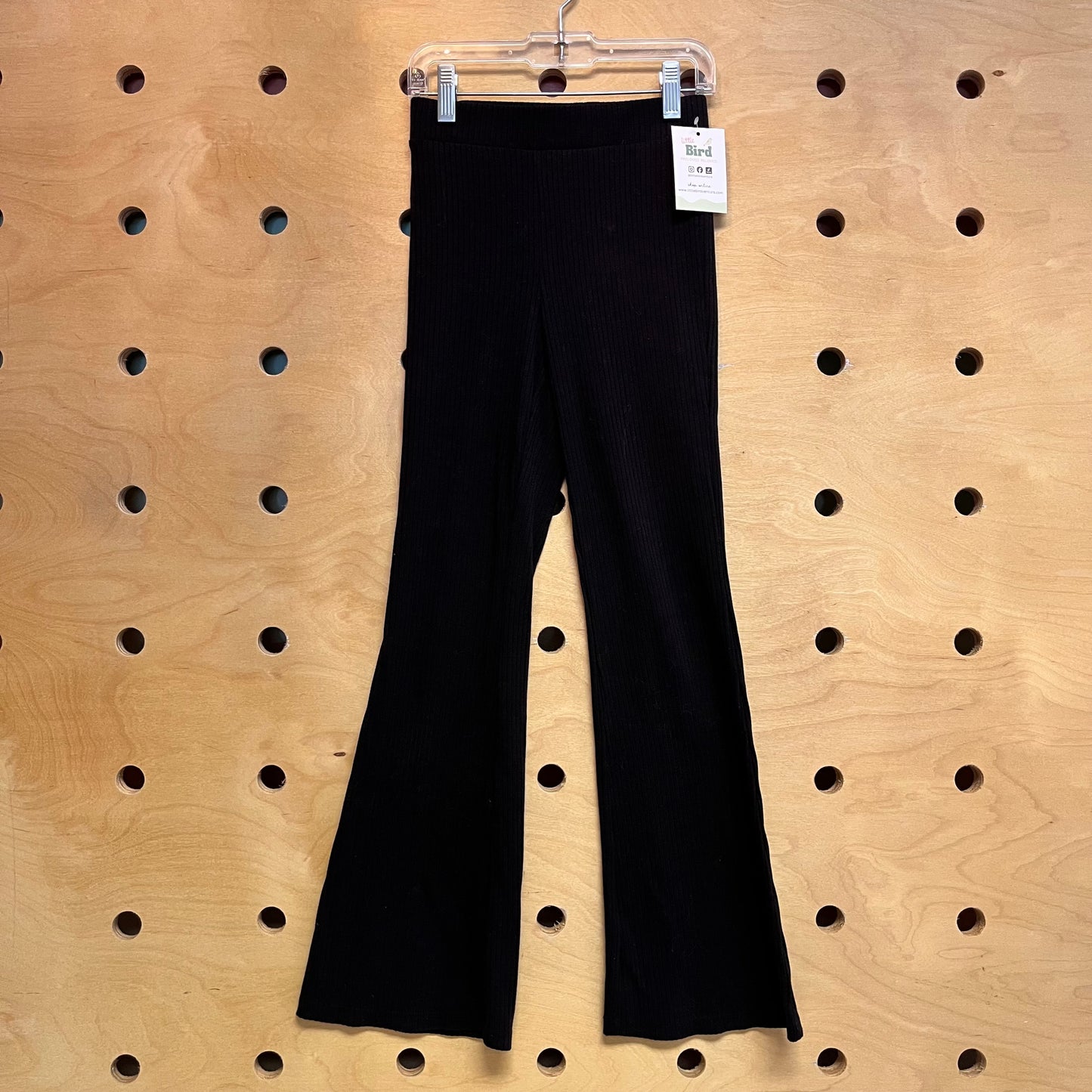 Black Ribbed Flare Leggings