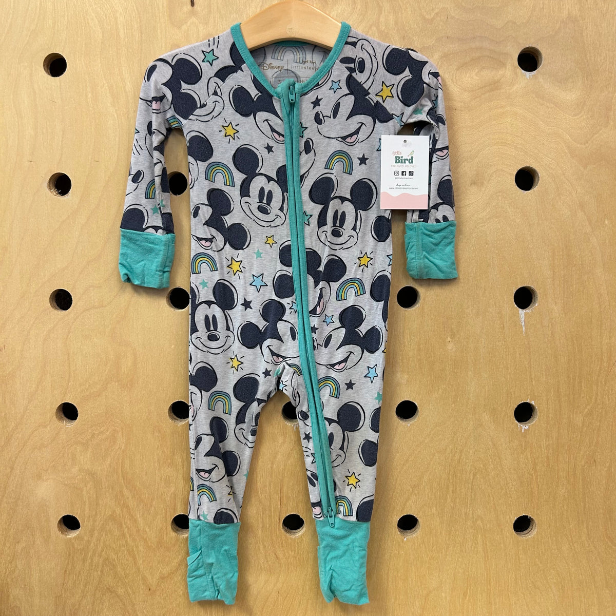 Grey + Blue Mickey Bamboo Zippy