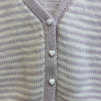 Lavender Heart Button Sweater