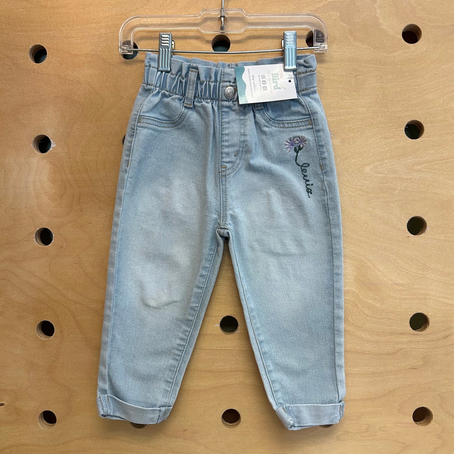 Light Wash Pull On Floral Denim