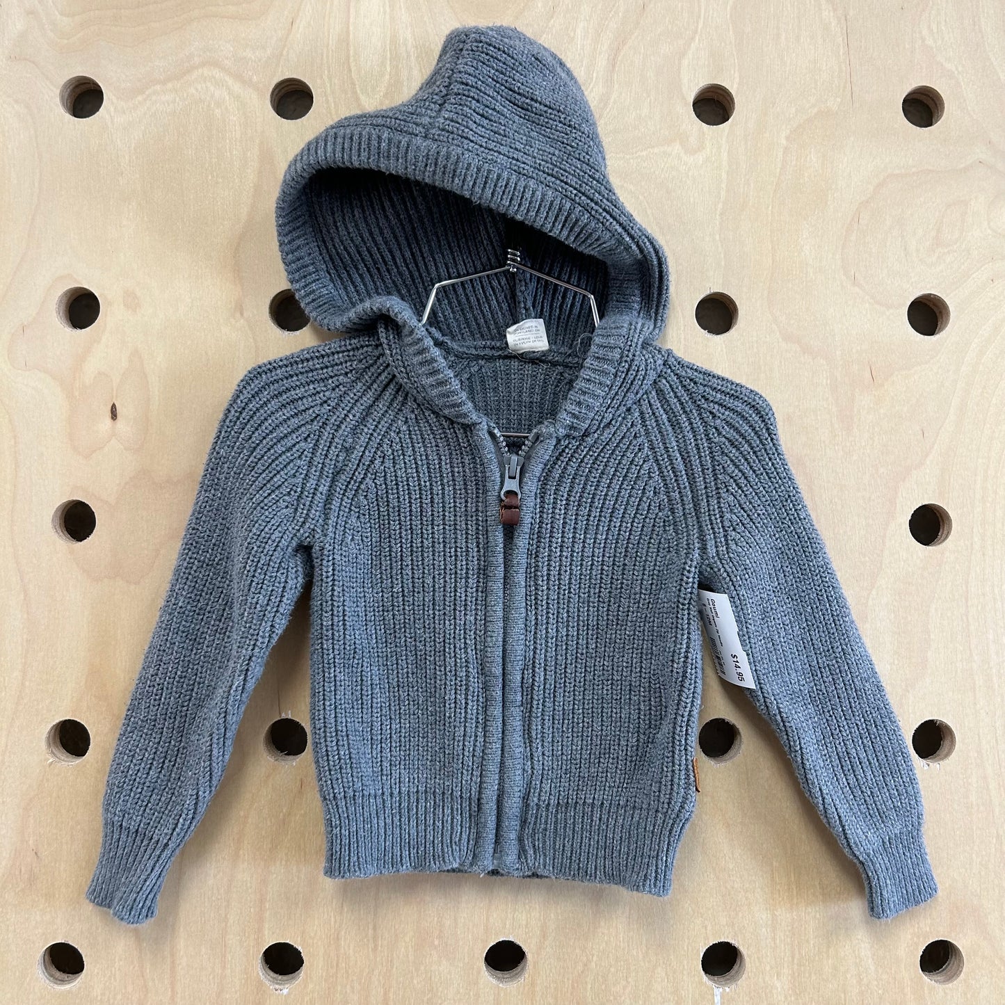 Grey Knit Organic Zip Hoodie