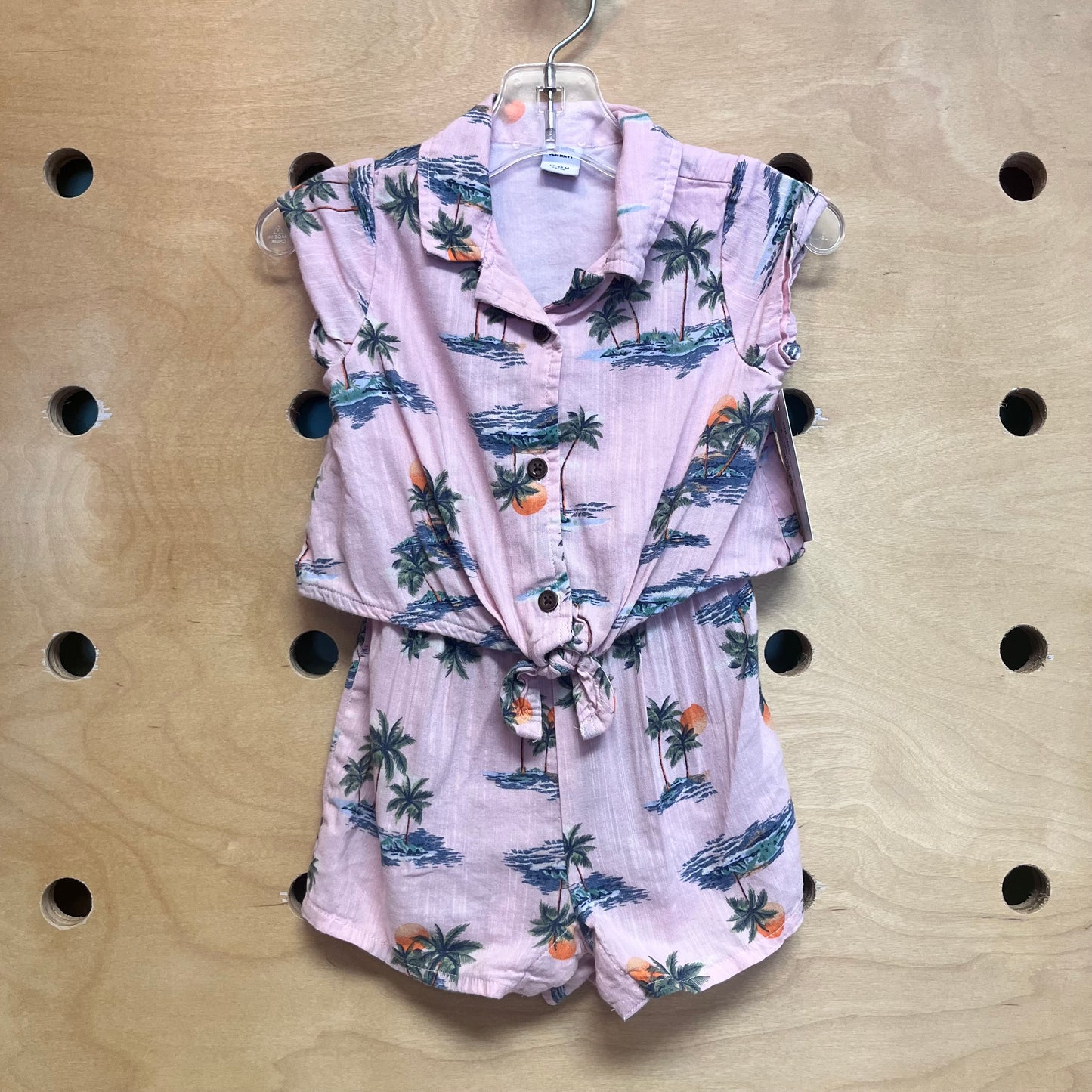 Pink Bamboo Blend Palms Romper