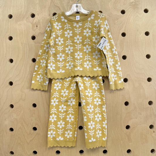 Yellow Floral Knit Set