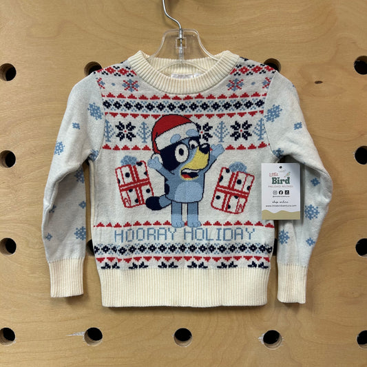White 'Hooray Holiday' Bluey Sweater