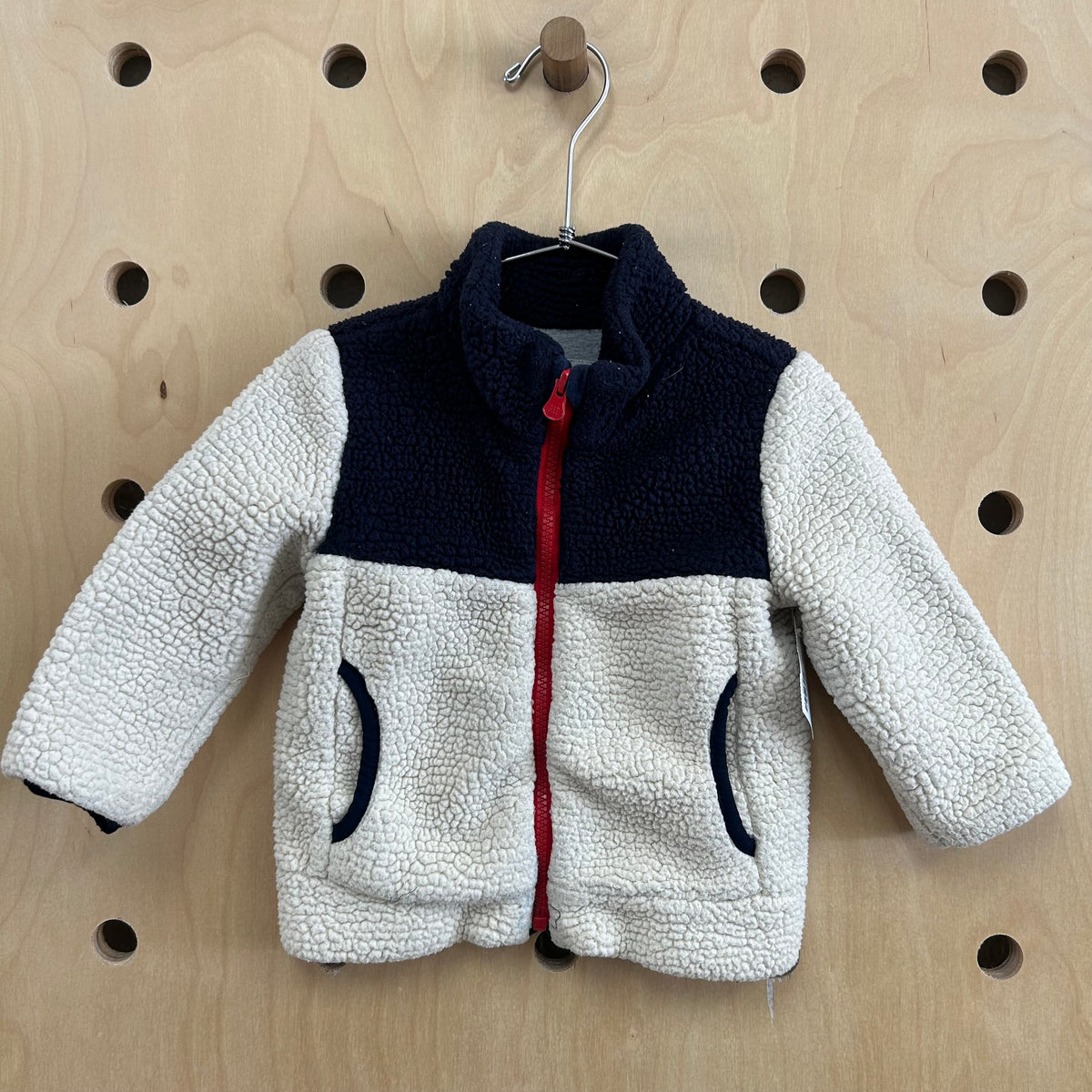 Cream & Blue Sherpa Jacket
