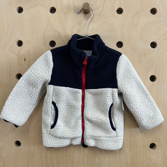 Cream & Blue Sherpa Jacket