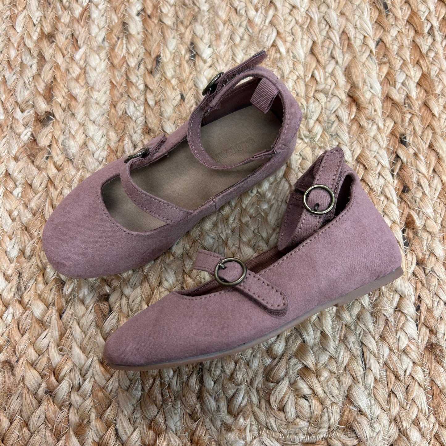 Mauve Ankle Strap Flats