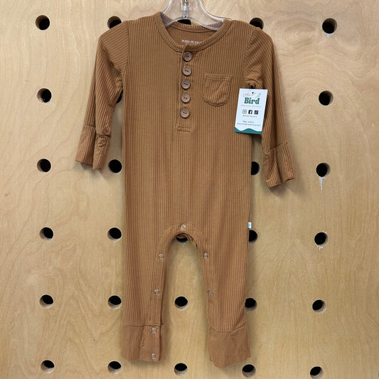 Brown Ribbed Bamboo Romper