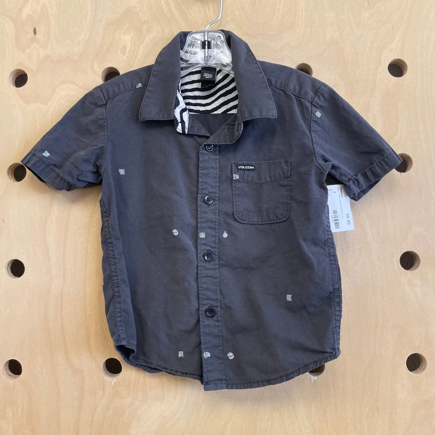 Grey + White Swirl Spots Button Up