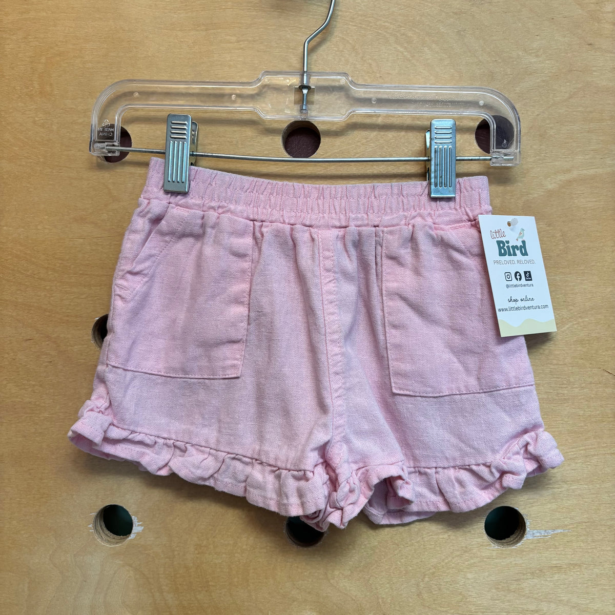 Pink Linen Blend Shorts