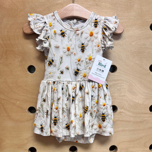 Bees & Flowers Bamboo Bodysuit Dress