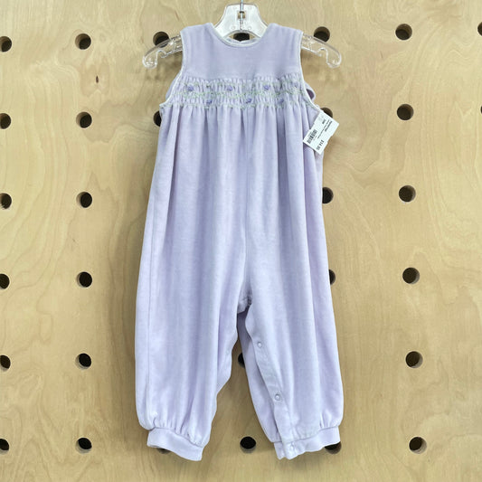 Lavender Velour Smocked Romper