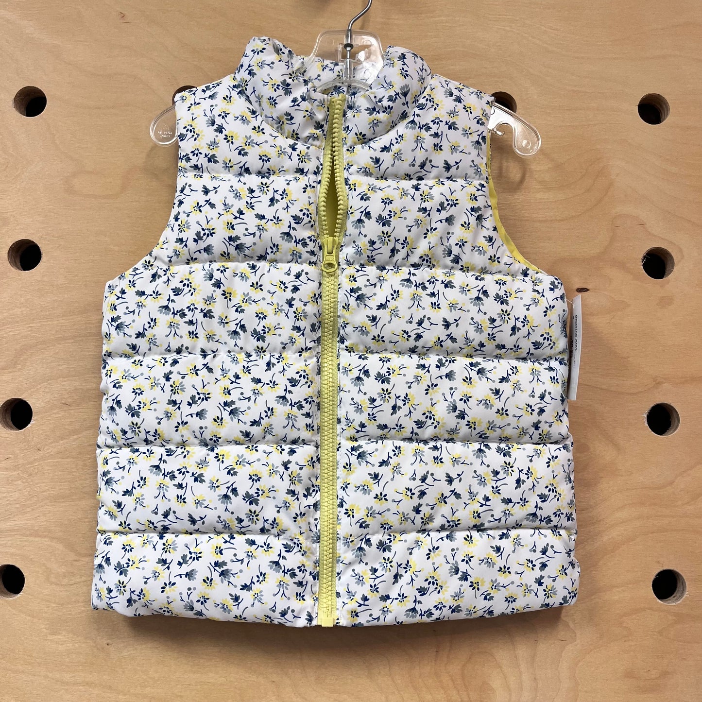 White/Yellow Floral Puffer Vest