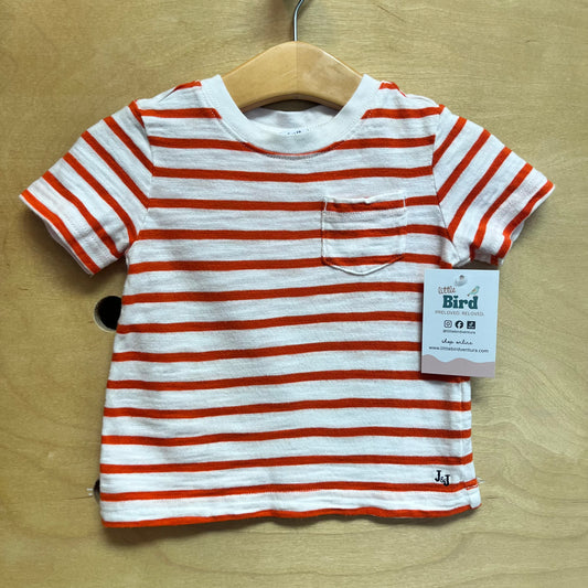 Orange/White Striped Pocket Tee