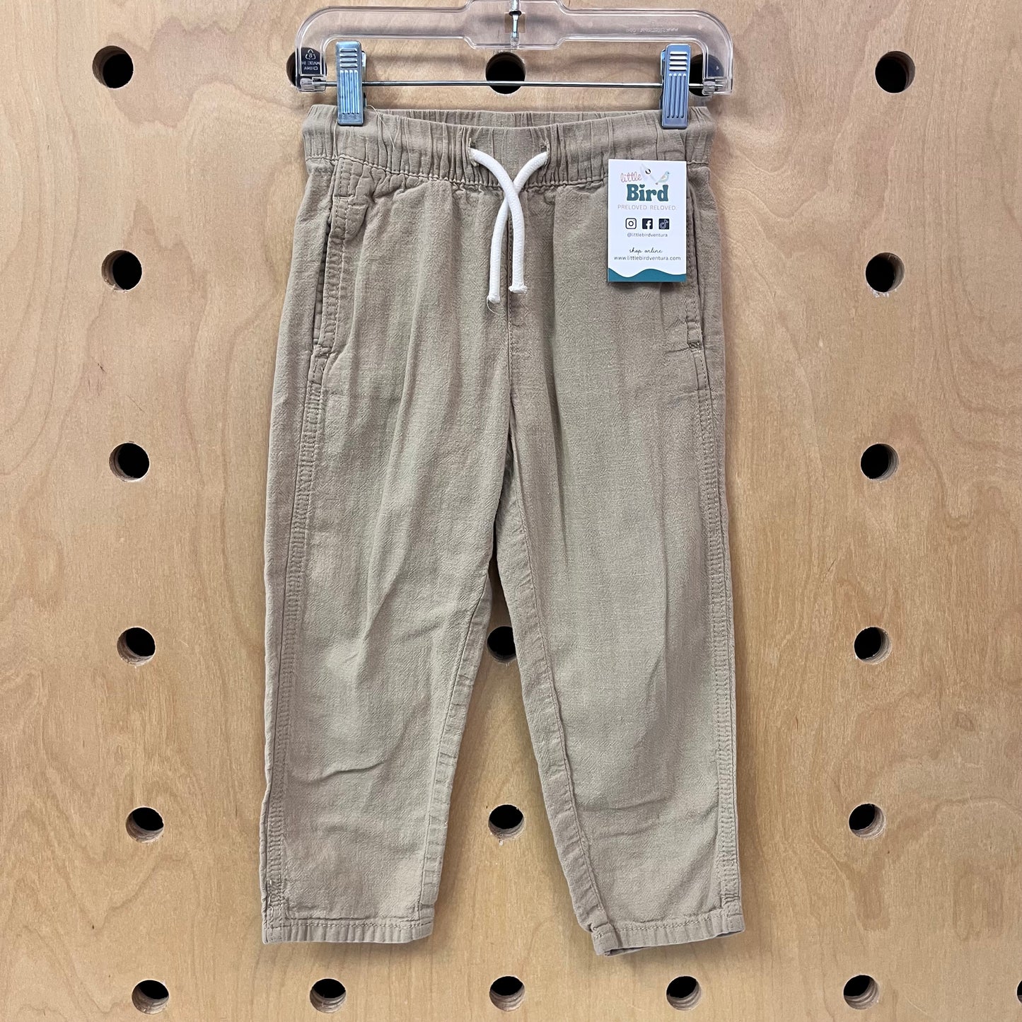 Linen Blend Drawstring Pants