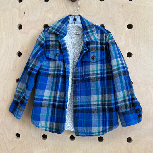 Blue Plaid Sherpa Lined Jacket