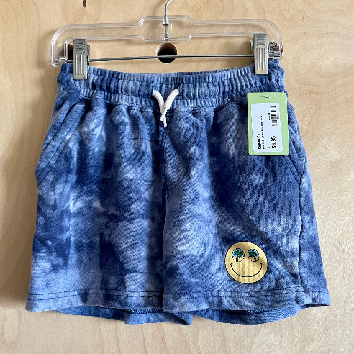 Blue Tie Dye Smile Palm Tree Shorts