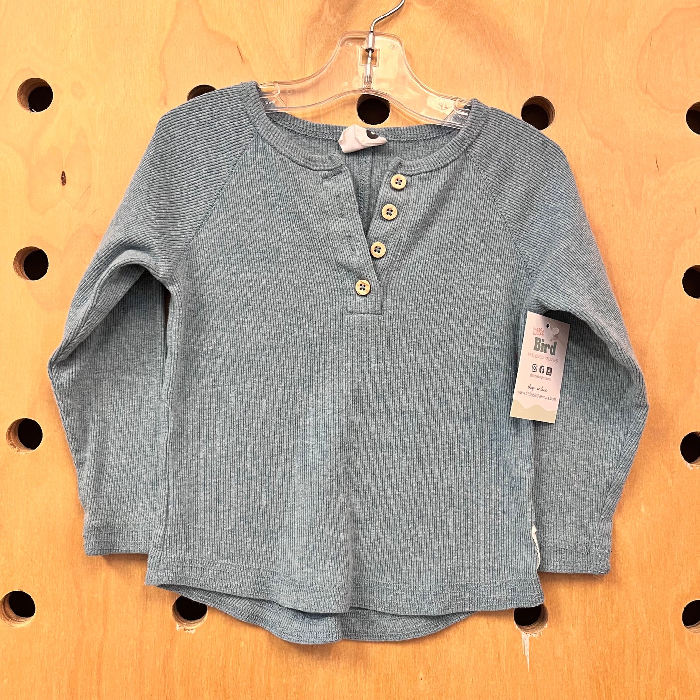 Light Blue Ribbed LS