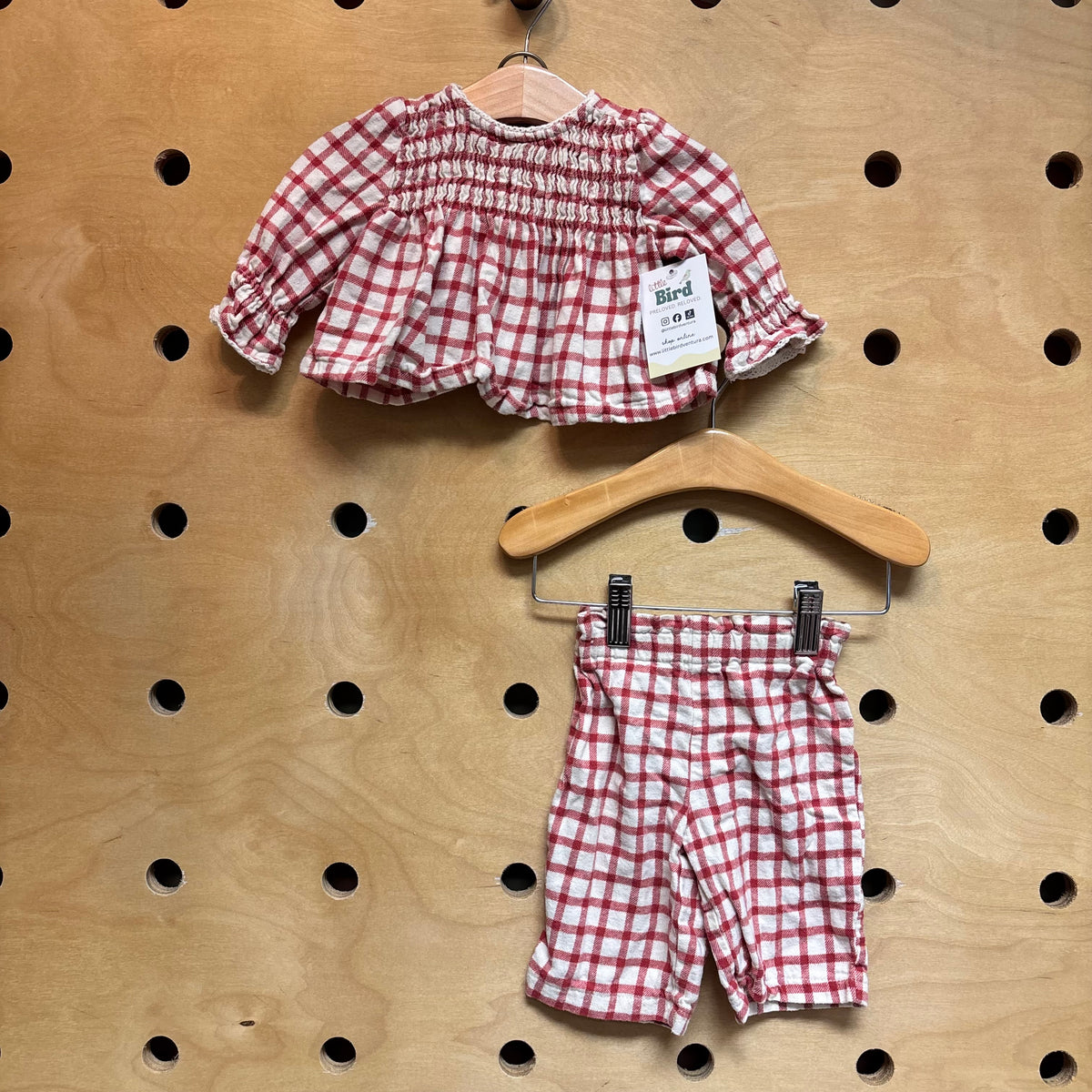 Red/White Smocked Plaid Outfit