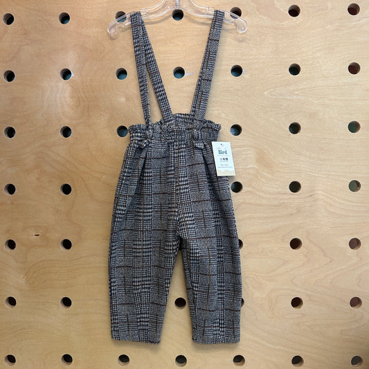 Knit Houndstooth Suspender Pants