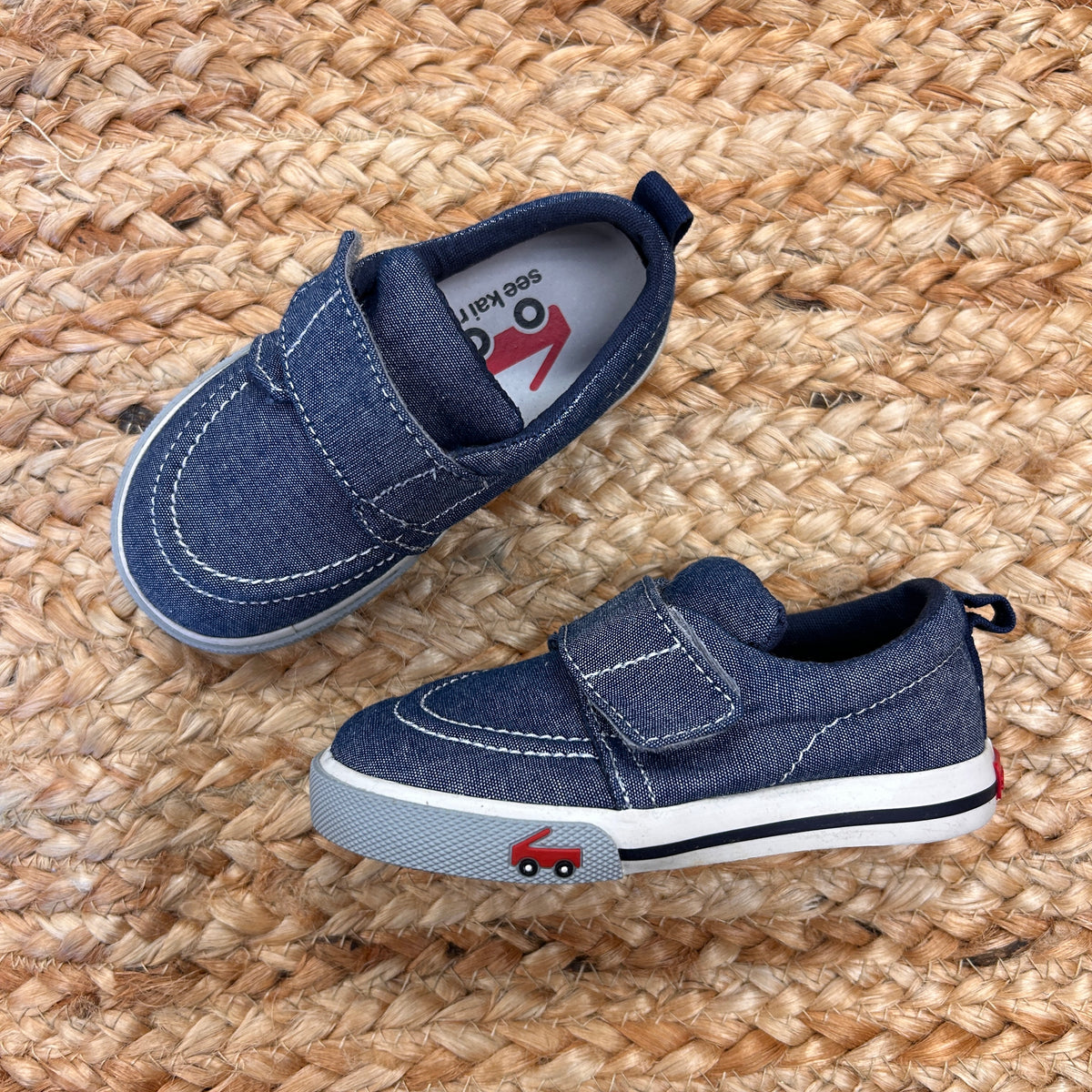 Blue Velcro Denim Sneakers