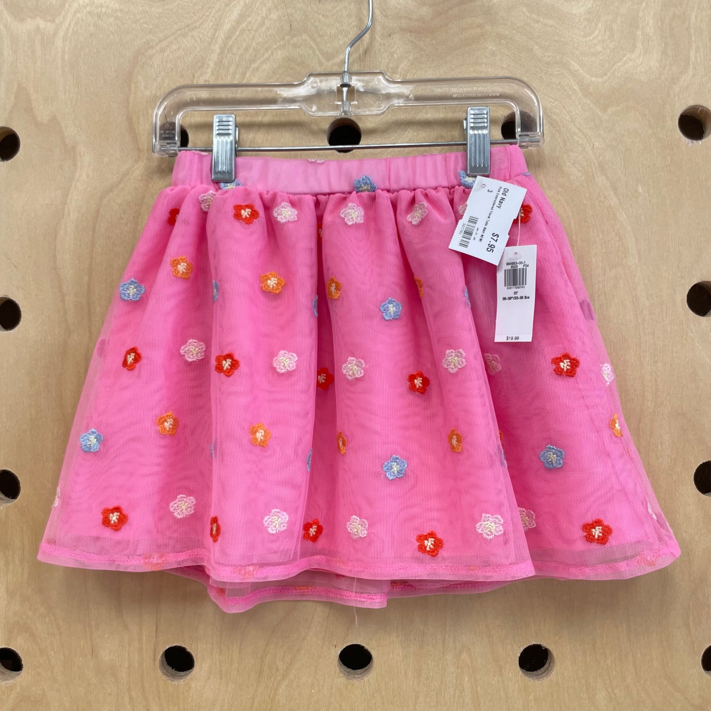 Pink Embroidered Floral Tulle Skirt NEW!