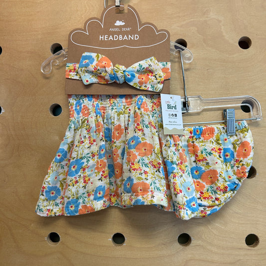 3pc Floral Organic Smocked Gauze Outfit