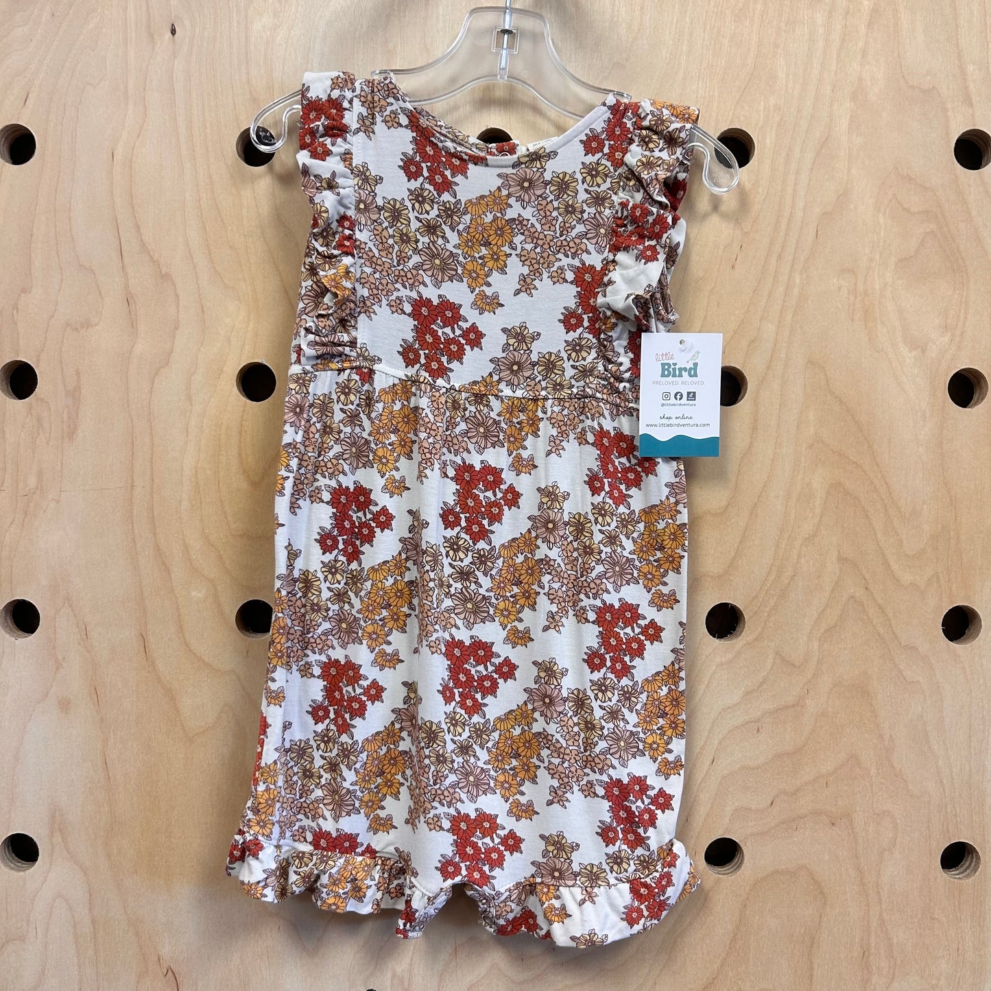 White/Red Floral Bamboo Romper
