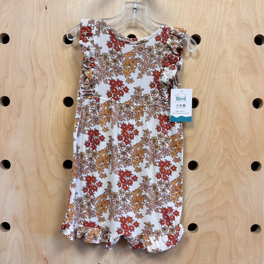 White/Red Floral Bamboo Romper