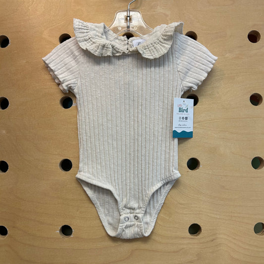 Cream Ribbed Gauze Collar Bodysuit
