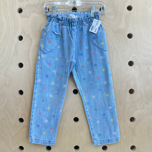 Colorful Polka Dot Heart Pocket Denim
