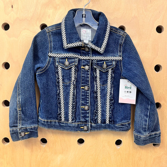 Denim Checkered Ribbon Jacket