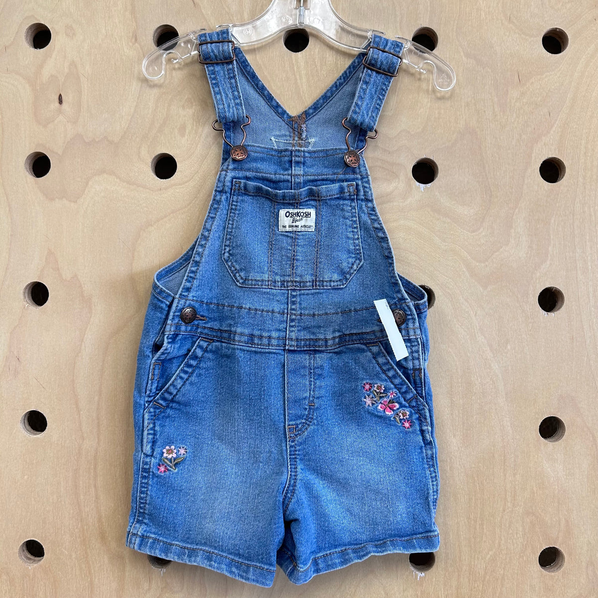Embroidered Floral Denim Shortalls