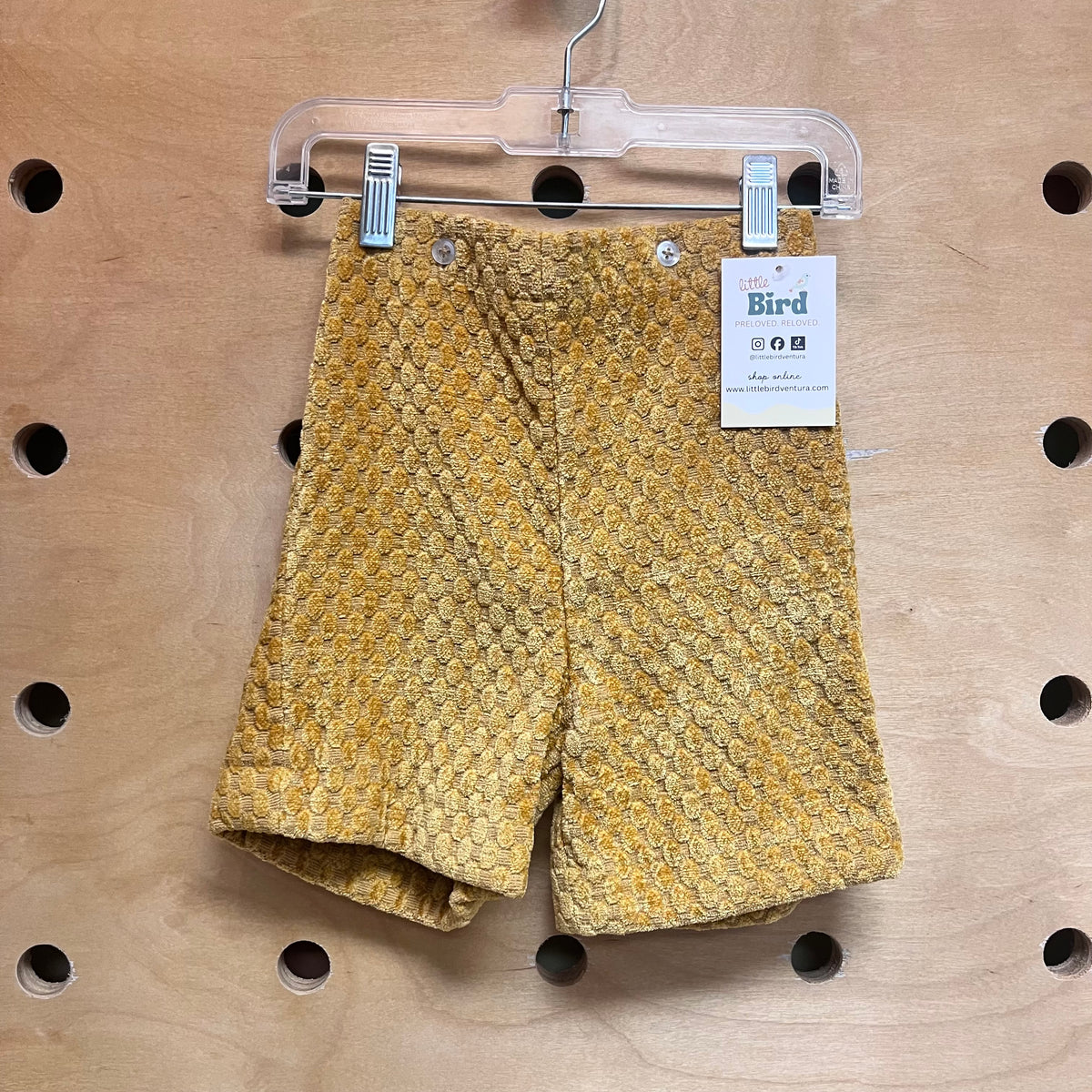 Mustard Textured Suspender Shorts