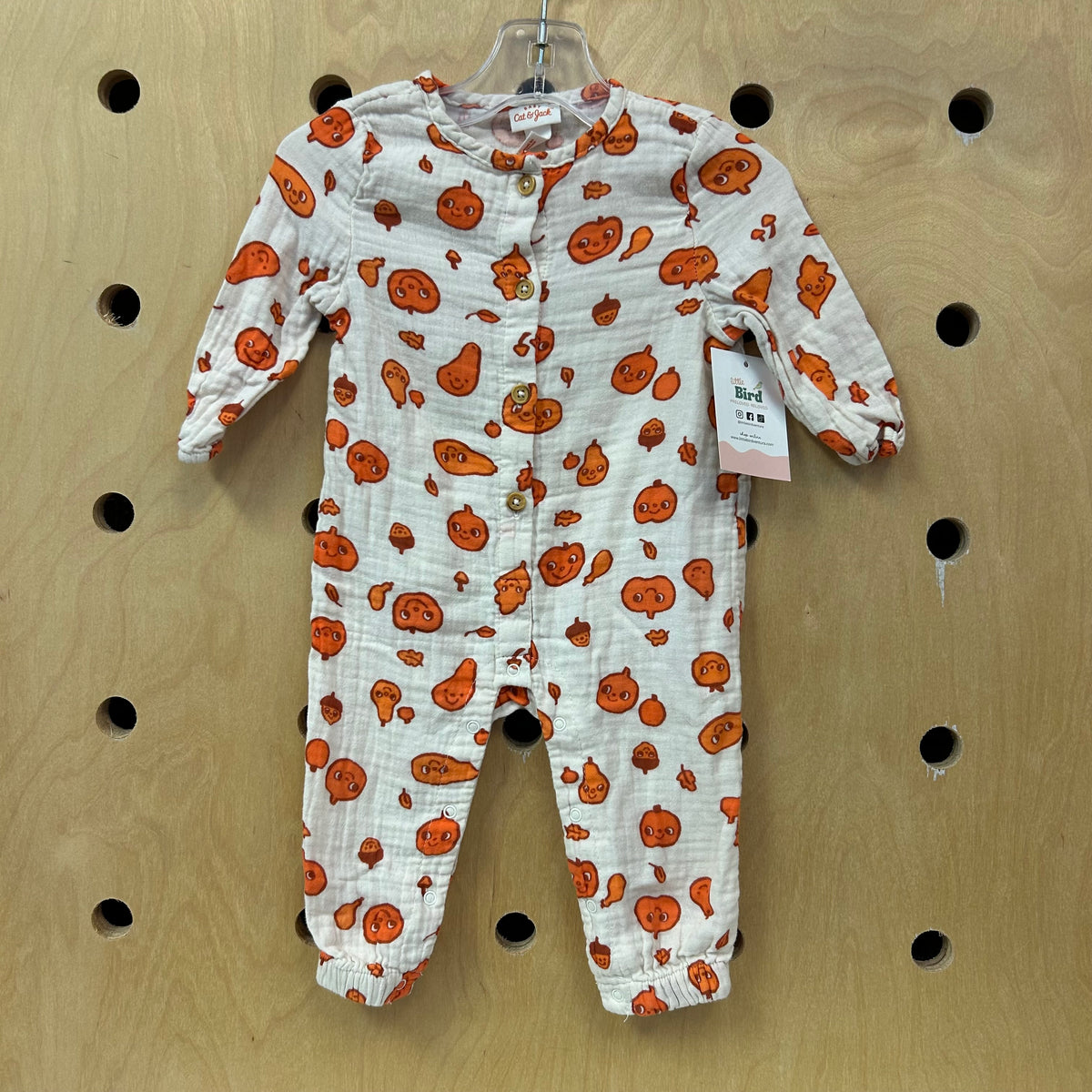 White/Orange Gauze Fall Romper