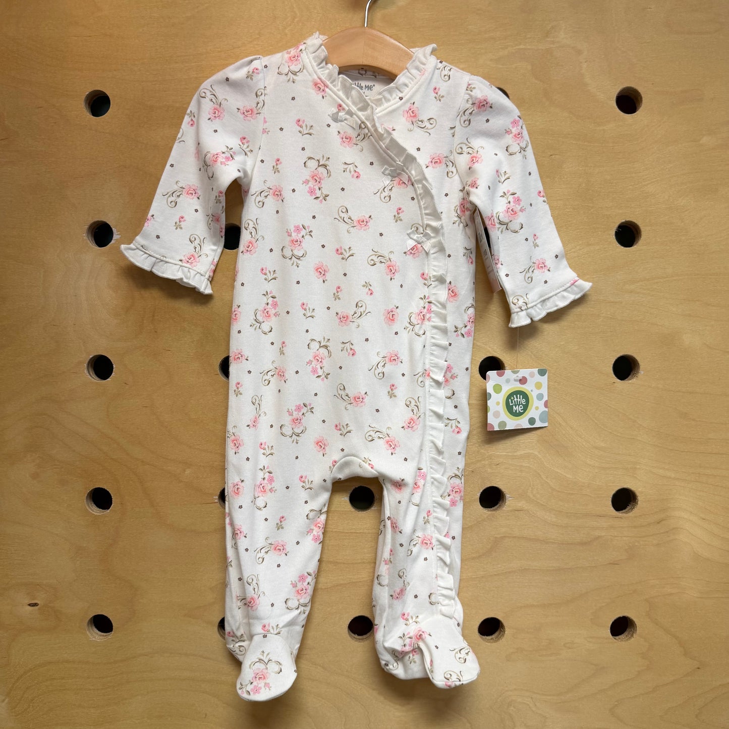 White/Pink Floral Bows Footies NEW!