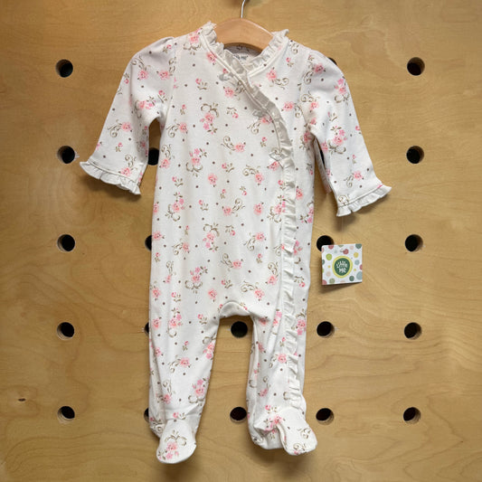 White/Pink Floral Bows Footies NEW!