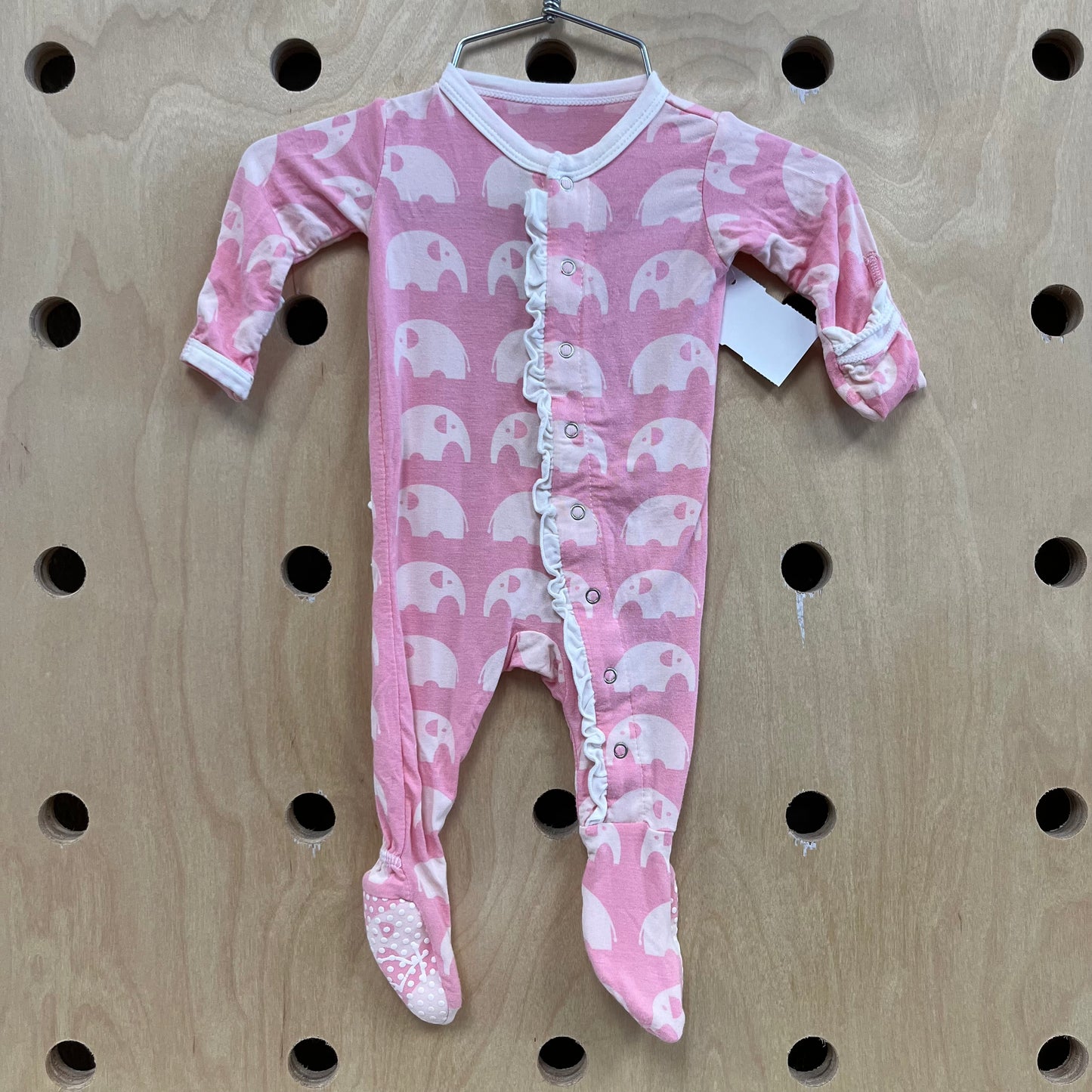 Pink Elephant Bamboo Footies