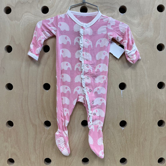 Pink Elephant Bamboo Footies